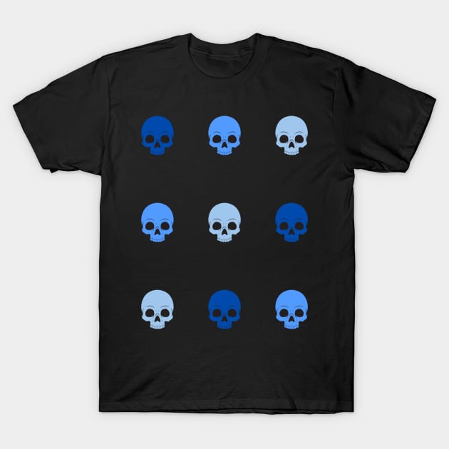 50 shades of blue skulls T-Shirt by Kahytal